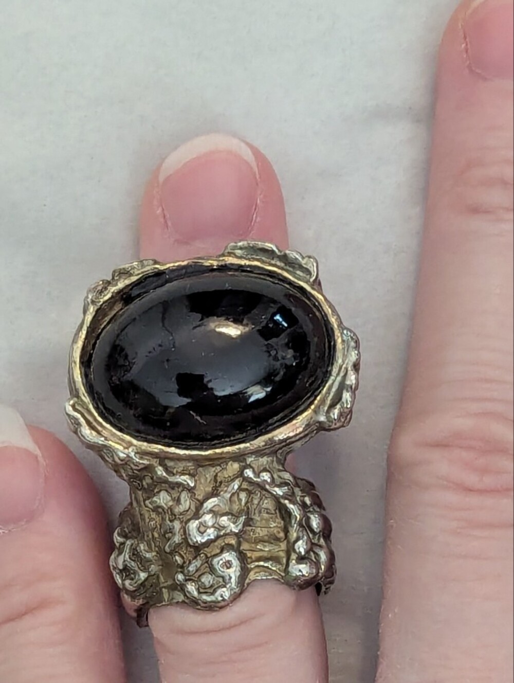 Bold Black Stone Statement Ring Size 5